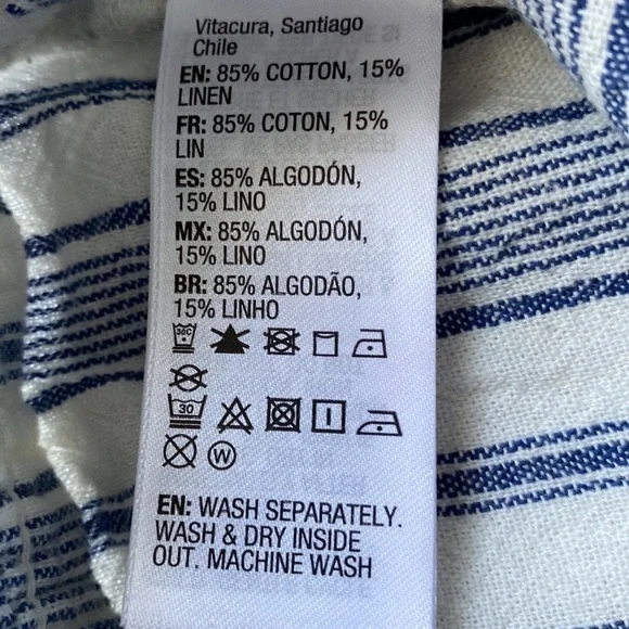 Roxy Oceanside Stripe Flared Linen Pants M NWT - Picture 8 of 16